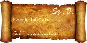 Szondy Dávid névjegykártya
