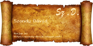 Szondy Dávid névjegykártya